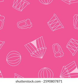 Outline Vector Circus Pattern Repeat Seamless for Wallpaper Background Cover Packaging