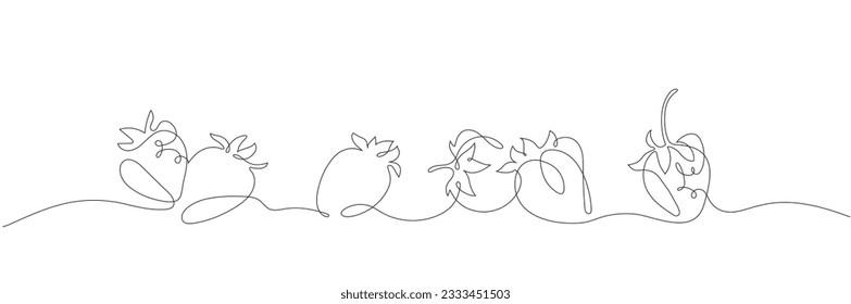 Outline vector clip art with strawberries in one line