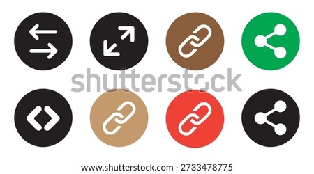 Outline vector collection for web development social media functions data transfer and chain link concepts UI UX design