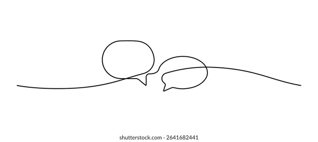 Outline Vector of Communication Bubble. One Line Drawing Style