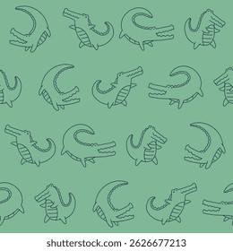 Outline Vector Crocodile Seamless Pattern Background for Print Fabric Surface Fashion Wrapping