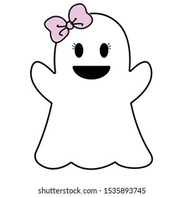 outline vector cute ghost halloween bow