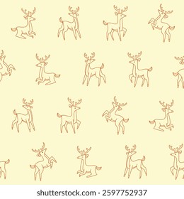 Outline Vector Deer Pattern Illustration Seamless for Wallpaper Background Cover Packaging