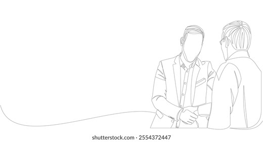 Outline vector design of male businessman doing handshake sign of agreement deal