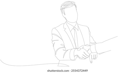 Outline vector design of male businessman doing handshake sign of agreement deal