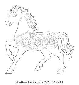 Outline vector design of the year of the horse symbol.