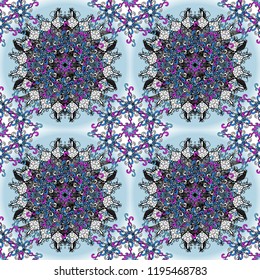 Outline. Vector doodle seamless pattern with ethnic mandala ornament on a neutral, black and gray colors.