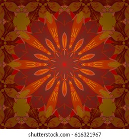 Outline. Vector doodle seamless pattern with ethnic mandala ornament on a background.