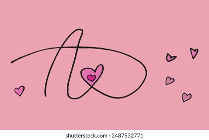 Outline vector drawing illustration od letter amore.