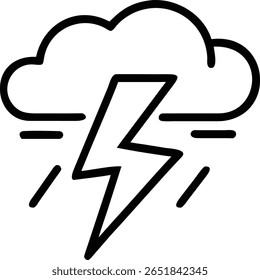 Um esboço de desenho vetorial de uma tempestade com raios, chuva e nuvens para o tempo e ícones de previsão.