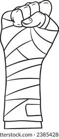 outline vector drawing of a woman's fist with boxing bandage