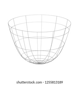 Outline vector drinking bowl on the white background