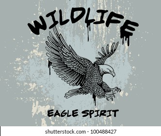 outline vector of an eagle with grunge background