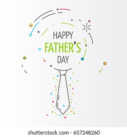 Outline vector fathers day circle art. Happy dad's day logo design illustration in linear style with necktie