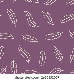 Outline Vector Feather Pattern Repeat Seamless for Wallpaper Background Cover Packaging