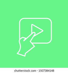 Outline vector of a finger pushing the play button.
