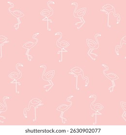 Outline Vector Flamingo Pattern Illustration Seamless for Wallpaper Background Cover Packaging
