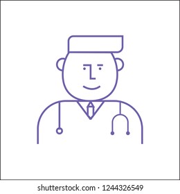 outline vector flat cartoon icon of doctor