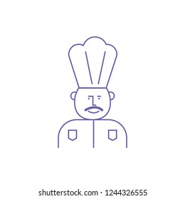 outline vector flat cartoon icon of chef