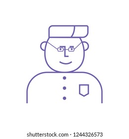 outline vector flat cartoon icon of teacher, professor