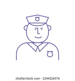 outline vector flat cartoon icon of police