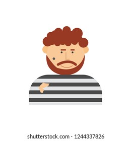 outline vector flat cartoon icons of work men at duty thief