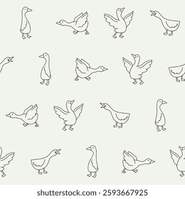 Outline Vector Goose Seamless Pattern Background for Print Fabric Surface Fashion Wrapping