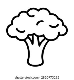 Outline vector graphic of healthy broccoli vegetable illustrating nutritious organic plant harvest.