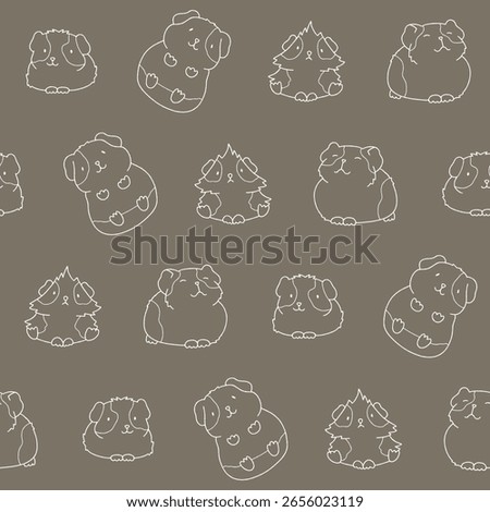 Outline Vector Guinea Pig Seamless Pattern Background for Print Fabric Surface Fashion Wrapping