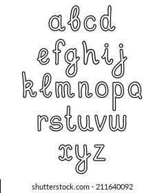 Outline vector hand written alphabet