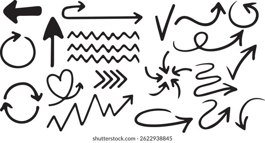 Outline Vector of Hand-Drawn Design Elements and Doodle, doodle, hand drawn, design, elements, vector, icon, outline, black, sketch, art, decor, drawing, swirl, flourish