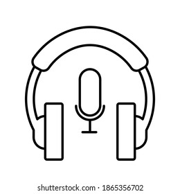 Outline vector headphones online icon isolated on white background. esp