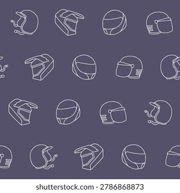 Outline Vector Helm Safety Seamless Pattern Background for Print Fabric Surface Fashion Wrapping