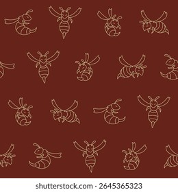 Contorno vetor Hornet padrão ilustração sem emenda para papel de parede fundo capa embalagem