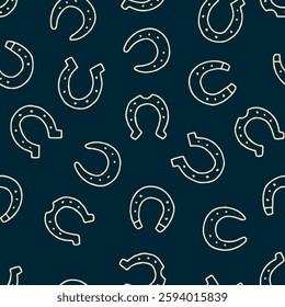 Outline Vector Horseshoe Pattern Repeat Seamless for Wallpaper Background Cover Packaging