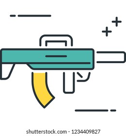 Outline vector icon of assault rifle illustration