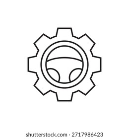 Icono de Vector de esquema para opciones de conductor de coche y Configuraciones de vehículo.