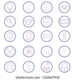 Outline vector icon collection. Back to school. 
