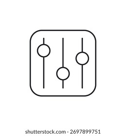 Ícone vetorial de contorno de uma interface de equalizador ou mixer para ajustar os níveis de áudio.