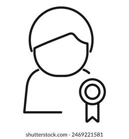 Outline vector icon featuring a student with a graduation cap and diploma, symbolizing achievement