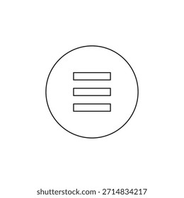 Gliederungsvektorsymbol eines horizontalen Hamburger-Menüs mit drei Linien.