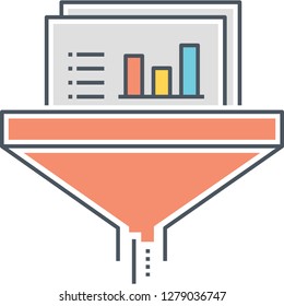 Outline vector icon illustration of data filtering system