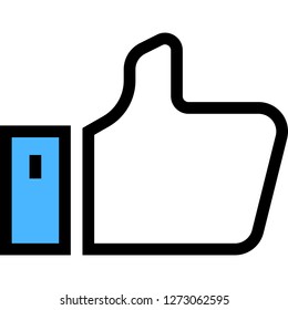 Outline vector icon illustration of like, thumbs up button