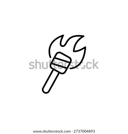 Outline Vector Icon Of A Lit Torch Symbolizing Flame Power Energy