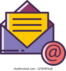 Outline vector icon of a paper and an open envelope, email concept illustration