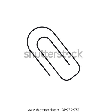 Outline vector icon of a paperclip used to symbolize an attachment, file, or link.