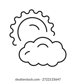 Icono de Vector que retrata una condición de Clima parcialmente nublado, con el sol asomándose desde detrás de una nube, representando un elemento común en los pronósticos meteorológicos y los informes diarios de Clima
