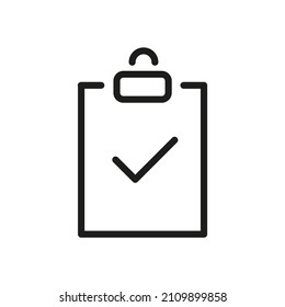 Lista de verificación de icono del vector de contorno aislado en fondo blanco. Símbolo personalizado para su sitio web, logotipo, aplicación, interfaz de usuario.