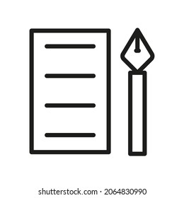 Icono de vector de esquema relacionado Editar, Registro, Suscripción, Suscripción, Documento