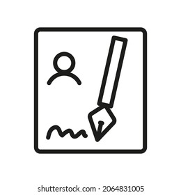 Icono de vector de esquema relacionado Editar, Registro, Suscripción, Suscripción, Documento